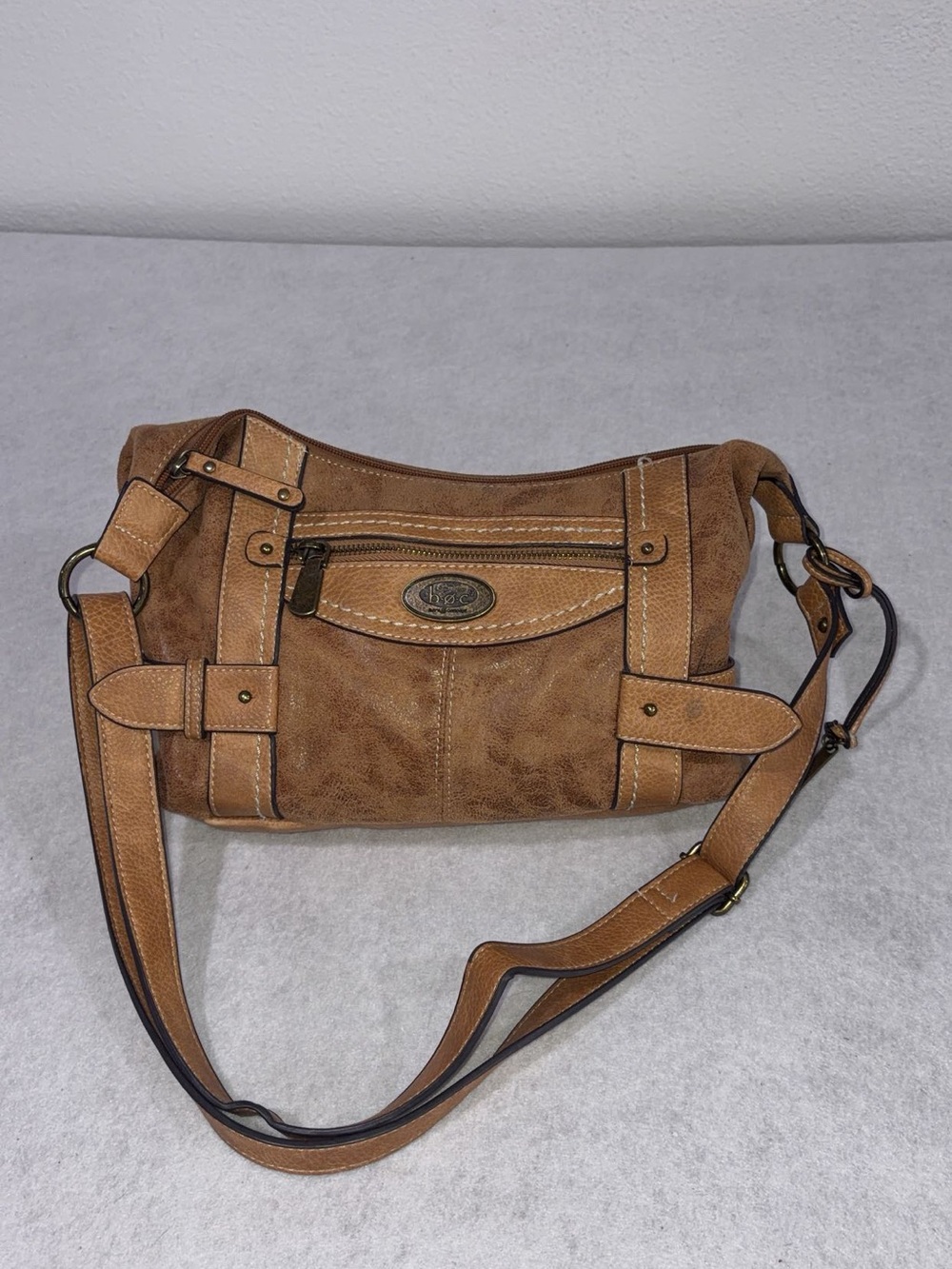 Fossil Tan Suede Crossbody Shoulder Bag